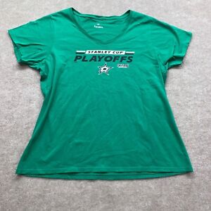 Dallas Stars Fanatics Womens XL Stanley Cup Playoffs Green Short Sleeve Shirt 