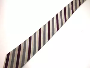 Stafford Herren-Krawatte silber burgundrot beige gestreift 59 Zoll Karriere - Bild 1 von 4