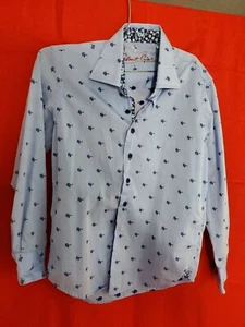 Robert Graham Boys Long Sleeve Button front shirt Sz 8 Small  Blue D22 - Picture 1 of 10