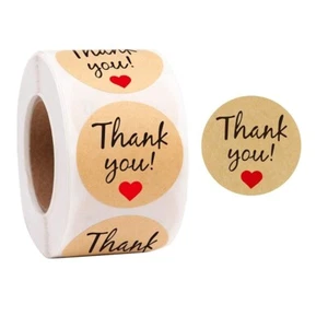 500x Thank You Aufkleber 1 Rolle Sticker Geschenkaufkleber Dekoration Danke Herz - Bild 1 von 1