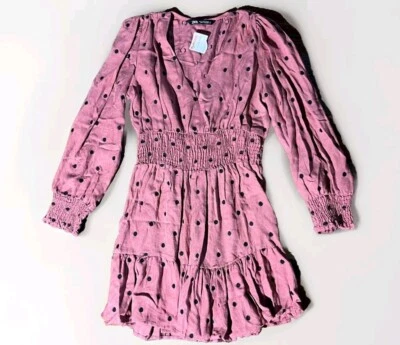 Nuevo con etiquetas Vestido Zara Para Mujer Talla Mediana Rosa Lunares Volantes en Niveles Corto  Foto 1 de 4