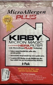 Kirby Micron Magic Hepa Filter Micro Allergen Plus 6 Pack Vacuum Bags Universal - Picture 1 of 1