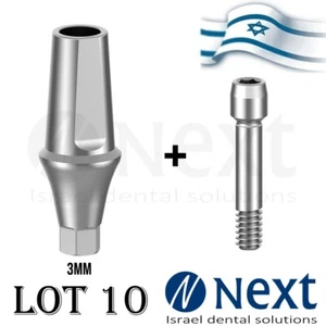 lot x 10 Straight Abutment Hiossen Mini conical replica screw 3 mm - Picture 1 of 3