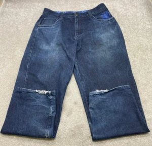 Makaveli Jeans Mens 38x34 Blue Denim Tapered Wide Legs Baggy Disterssed Skater - Picture 1 of 12
