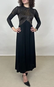 Giorgio di Sant'Angelo Vintage 1970s Full Length maxi Black Gown Sequins Disco - Picture 1 of 17