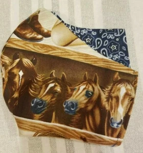 Reversible Adult horses mask w/ nose wire, elastic, & filter pocket - Picture 1 of 1