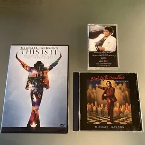 Michael Jackson 3 LOT- Thriller (Cassette, 1982) This Is It DVD SEALED, 🩸 Dance - Picture 1 of 5
