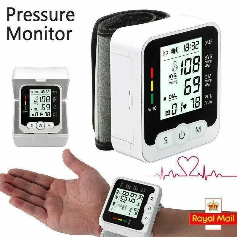 DIGITAL UPPER ARM BLOOD PRESSURE METER Wrist BP MONITOR AUTOMATIC CUFF 180 Memor