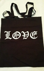 LOVE Black  Canvas Tote Bag heavy white embroidered letters. . New With Tags  - Picture 1 of 5