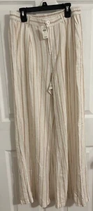 NWT Small Women’s Pool To Party Linen Blend High Waisted Trouser Pants Wide Leg - Picture 1 of 3