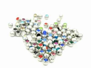 100pcs Crystal Balls For  LIP TRAGUS  Nose/ Tongue/ EyeBrow Replacement Piercing - Picture 1 of 5