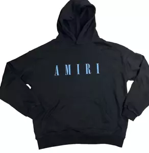 AMIRI Core Logo Hoodie Black Carolina Blue Logo SoldOut Made in USA Streetwear M - Picture 1 of 15