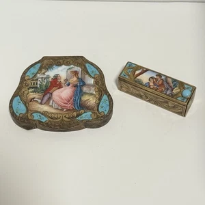 Juego compacto y lápiz labial U. Bellini antiguo esmalte italiano 800 plata oro lavado - Imagen 1 de 24