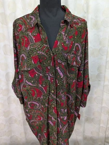 Cathy Woman Women's 1X Button Up Sparkle Embellished Blouse Top 3)4 Roll Tab... - Picture 1 of 10