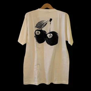 Vintage Stussy Cherries 8 Ball T-Shirt White Size XL Reprint Single Stitch - Picture 1 of 7