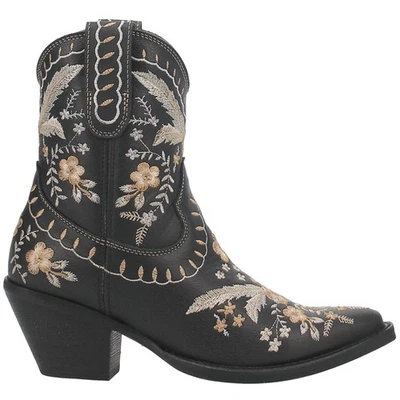 Botines de vaquero Dingo Primrose florales bordados punta corta para mujer negros informales Bo Foto 1 de 4