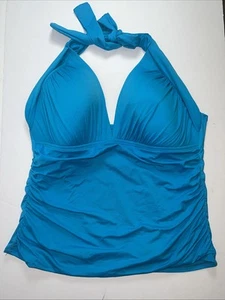 La Blanca Island Goddess Halter Tankini Top Tummy Control Blue Size XLarge? - Picture 1 of 8