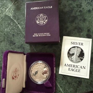 1987-S AMERICAN SILVER EAGLE 1OZ PROOF. OGP & COA  LIGHT TONING ALONG RIM ๐ - Picture 1 of 8