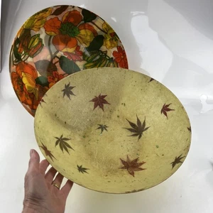 Lote 2 MCM Flor Fibra de Vidrio 14" GRANDES Cuencos para Servir Años 60 Retro Cocina De Colección - Imagen 1 de 12