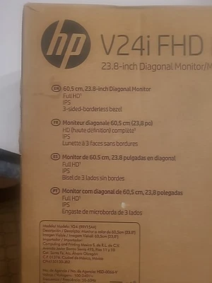 New HP V24i G5 24" FHD IPS Monitor 5ms  60.45 AMD FreeSync HDMI, VGA DisplayPort - Image 1 of 2