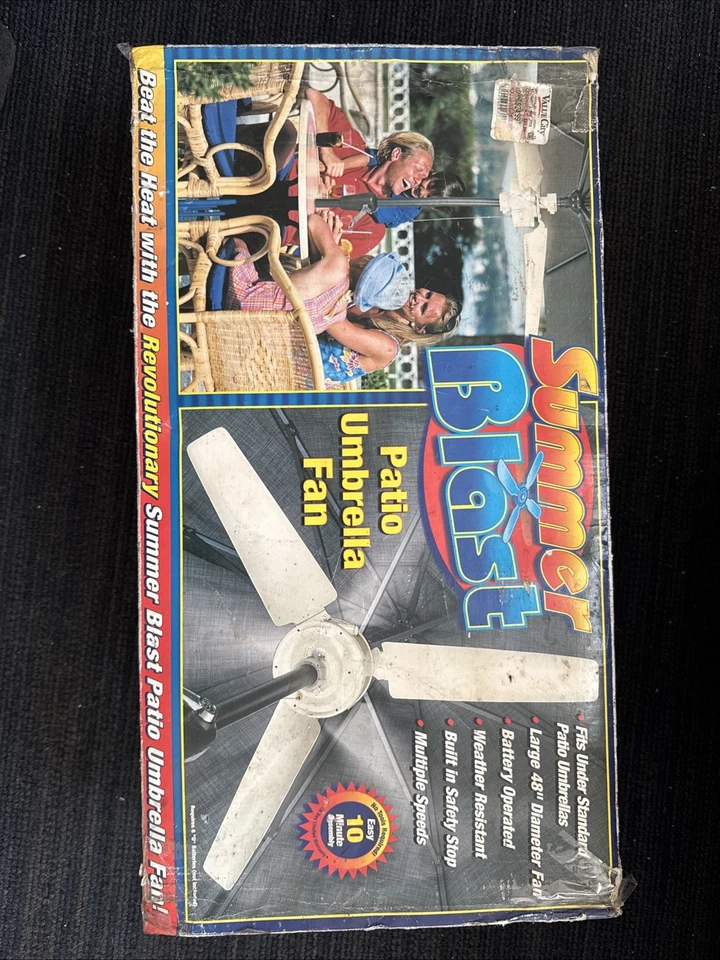 Ventilador de paraguas de patio Summer Blast 48" a batería, nuevo stock antiguo Foto 1 de 4