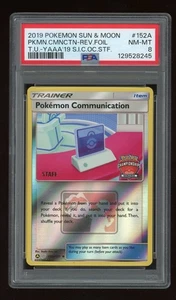 2019 Pokemon Communication #152a/181 Reverse Holo Oceania Staff Stamp PSA 8 - Picture 1 of 2