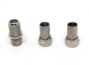 F type Plug F Connector Screw On TV Satellite Aerial RG6 CT100 Cable Joiner SETS - Picture 1 of 7