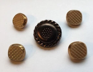 Vintage Black & Copper Glass Button Tan & Gold  Button Lot 2-7 - Picture 1 of 5