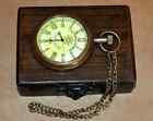 Vintage Antique Maritime Brass Pocket Watch Victoria London Gift With Wooden Box