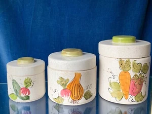 Vintage Made in POR Vegetable Onion Carrot Beet Radish Canister Set ❤️m9 - Picture 1 of 10
