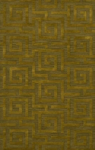 Green Transitional Hand Hooked Squares Curls Blocks Area Rug Geometric DV13 - Picture 1 of 35