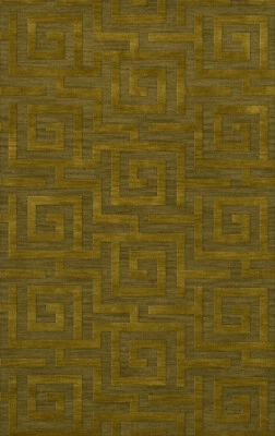 Green Transitional Hand Hooked Squares Curls Blocks Area Rug Geometric DV13 - Image 1 of 2