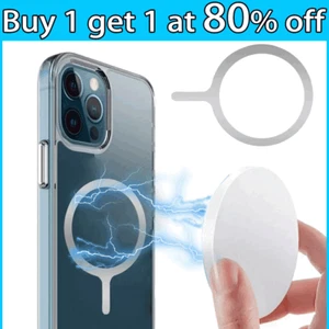 2x Universal Metal Plate Ring Magnetic Magsafe Wireless Charging Sticker iPhone - Picture 1 of 14