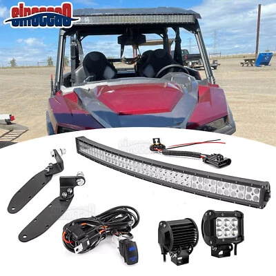 Roof 42" Curved LED Light Bar Light Pods Mount Wire For Polaris General 1000 16+ - Image 1 of 4