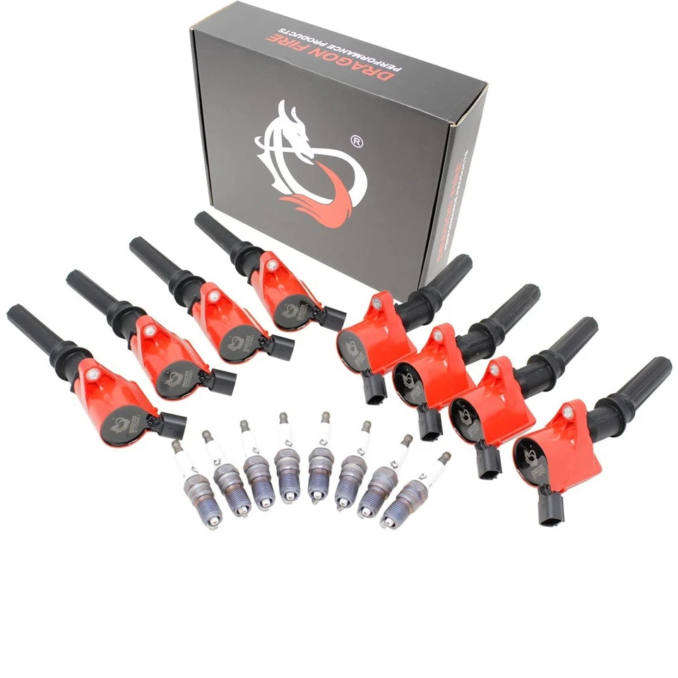 DRAGON Fire 性能电源包 8 件 IRIDIUM 火花塞套装和点火线圈... — 第 1/4 张图片