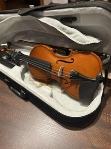 1/8 Full Size Solid wood 4 String Violin Kit Tiger Pattern With Case Portable - Picture 1 of 5