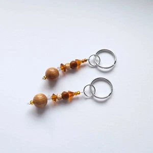 Handmade 70s Hippie Inspired Boho Flower Child Beaded Keychain Wood Beads Yellow - Picture 1 of 4