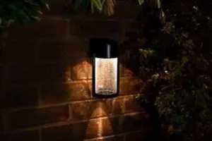 Modern Contemporary Solar Powered Crackle Glass Outdoor Wall Light - Warm Light - Picture 1 of 12