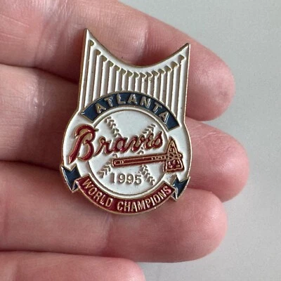 Vintage Atlanta Braves 1995 World Champions Pin – MLB Baseball Emblem - Image 1 of 3