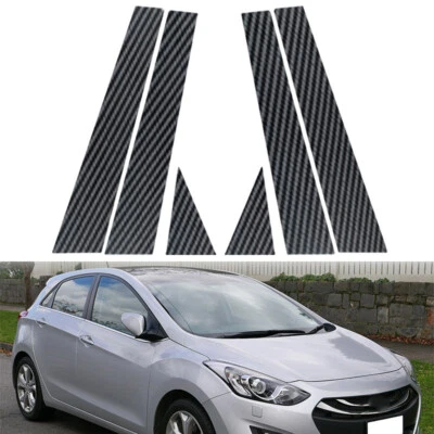 6x postes de pilar de fibra de carbono cubierta de moldura de puerta aptos para Hyundai Elantra GT 2013-17 Foto 1 de 4