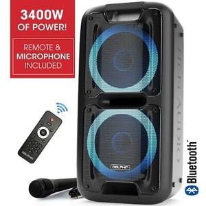 Dolphin SP-2100RBT Dual 10" Portable Karaoke Speaker System w/ Wired Microphone