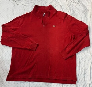 VTG Lacoste Sweater Mens XXL (9) Red 1/4 Zip Pullover Sweater Cotton - Picture 1 of 9