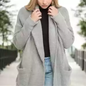 Brandy Melville Made in Italy Wool Blend Kennedy Open Front Cardigan Coat - Picture 1 of 8
