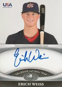2011 Bowman Platinum USA Baseball Erich Weiss Autograph Auto Card - Picture 1 of 1