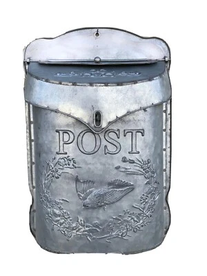 Embossed Galvanised Post Box Wall Mounted Post Box, Vintage style Letter Box  - Image 1 of 4