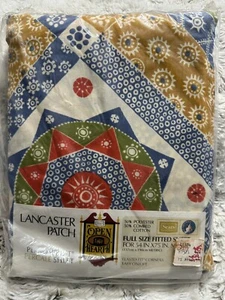 Vintage Sears Lancaster Patch Patchwork Full Fitted Bottom Sheet NOS New - Picture 1 of 4