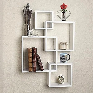 Kraftopedia Wooden Interlock Wall Shelf for Office Cabinets (Set of 4) (White) - Picture 1 of 4