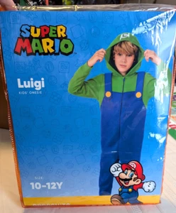 Neu Luigi Super Mario Einteiler Union Anzug Kostüm Größe 10-12 Jahre Kind Halloween - Bild 1 von 7