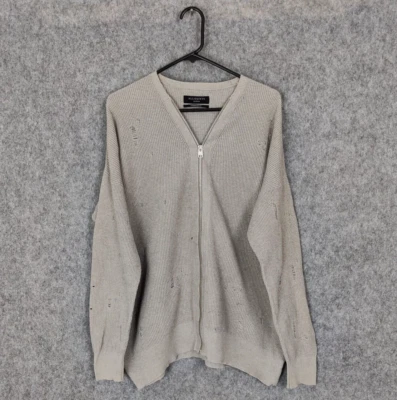 Кардиган мужской Allsaints средний искусственно состаренный гранж негабаритный на молнии вязаный Forram - Изображение 1 из 4