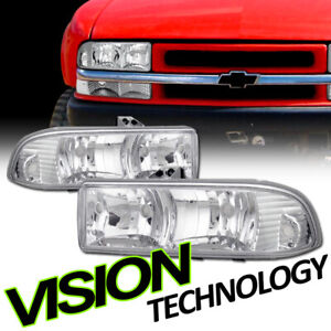 For 98-04 Chevy S10 Blazer/Truck Chrome Clear Lens Headlights Headlamps Lamps K2
